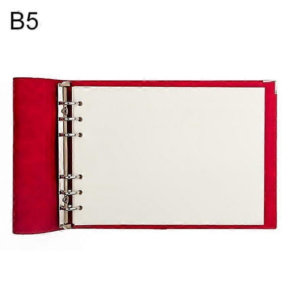 B5 Faux Leather Loose-leaf Grid Notebook, Style:Blank Inner CoreRed