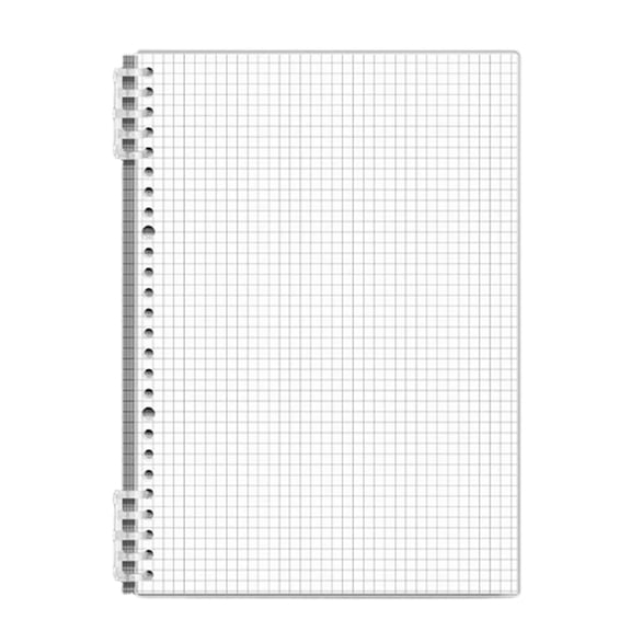 B5 Grid Paper Journal Transparent Soft-cover Ring-bound Notebook for Professional Projects and Planning White