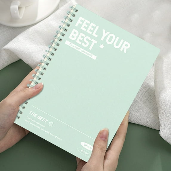 B5 Horizontal Coil Notebook, 120 Pages with 9mm Grid & Date Header - Durable Plastic Cover, & Office Notebook for Notes, Sketches Green