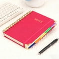 thumbnail image 1 of B5 Leather Hardcover 5-Subject Notebook (21x14.5cm) - 300 Pages Lined Journal with Removable Dividers/Tabs, Lay-Flat Work/School Notebook (1 Pack, Hot Pink), 1 of 9