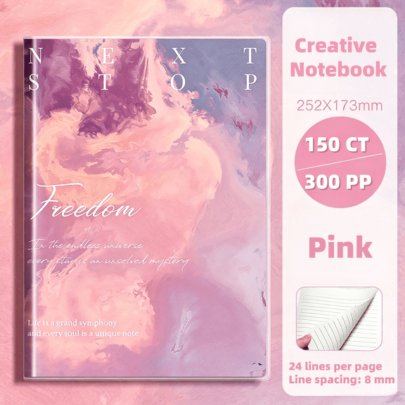 B5 Notebook 300 Pages – College Ruled Journal, 9.9"x6.8" Thick Flexible Cover Notebook, 180° Flat Lay, Waterproof, Skin-Friendly – For High School, College, University,Office, Home, Daily Writing