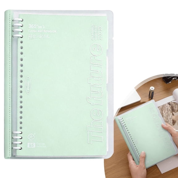B5 Soft Cover Loose Leaf Binder - 26-Hole Refillable Notebook with Pastel Cover - Ring Binder Journal - Cloud Green