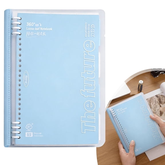 B5 Soft Cover Loose Leaf Binder - 26-Hole Refillable Notebook with Pastel Cover - Ring Binder Journal - Sky Blue