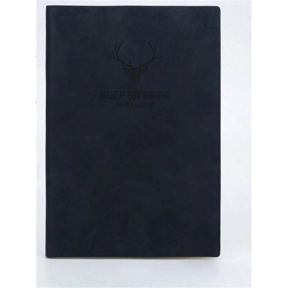 B5 Thick Leather Notebook Hand Book Student Workbook Deer head-Black- for Daily Use and Time Management
