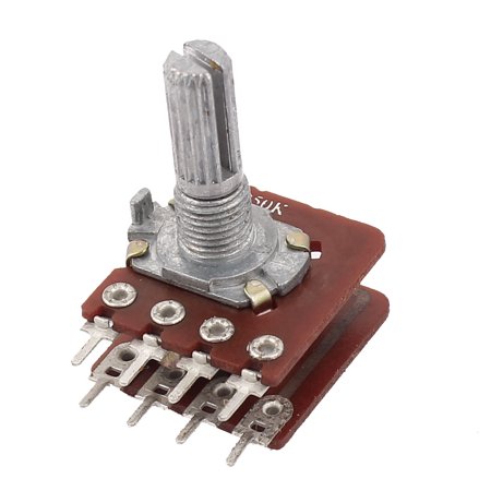 B50K 50K Ohm 6mm Shaft 8 Terminals Rotary Audio Dual Linear Taper Potentiometer
