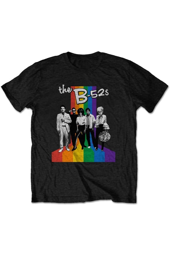 B52s Unisex T-Shirt Rainbow Stripes (Small)