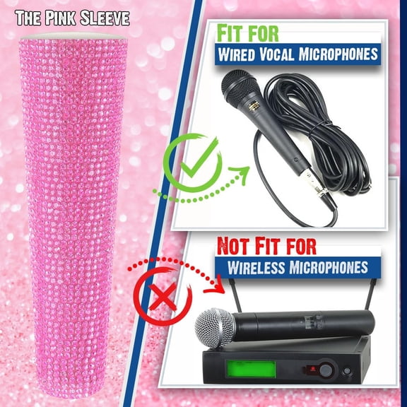 B58A Mic Sleeve Fit for Wired Microphone SM58, BETA58 Handle Cover Replacement, Rhinestones Shining on Tours & TV Shows (Mic Not Included)