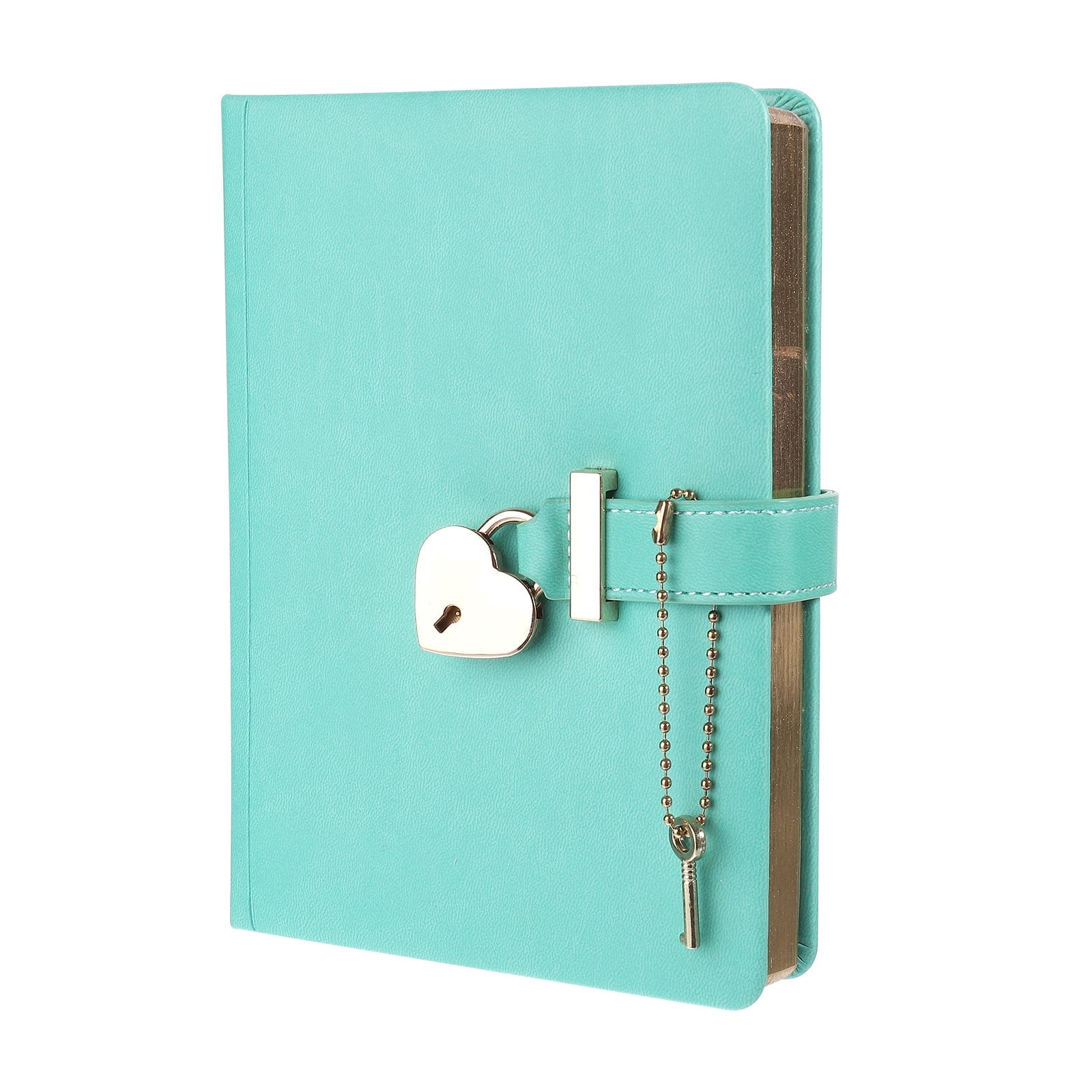Uxcell B6 Diary with Lock and Key, Journal with Lock Cute Journaling Leather Notebook Journal Diary Heart Lock, Green