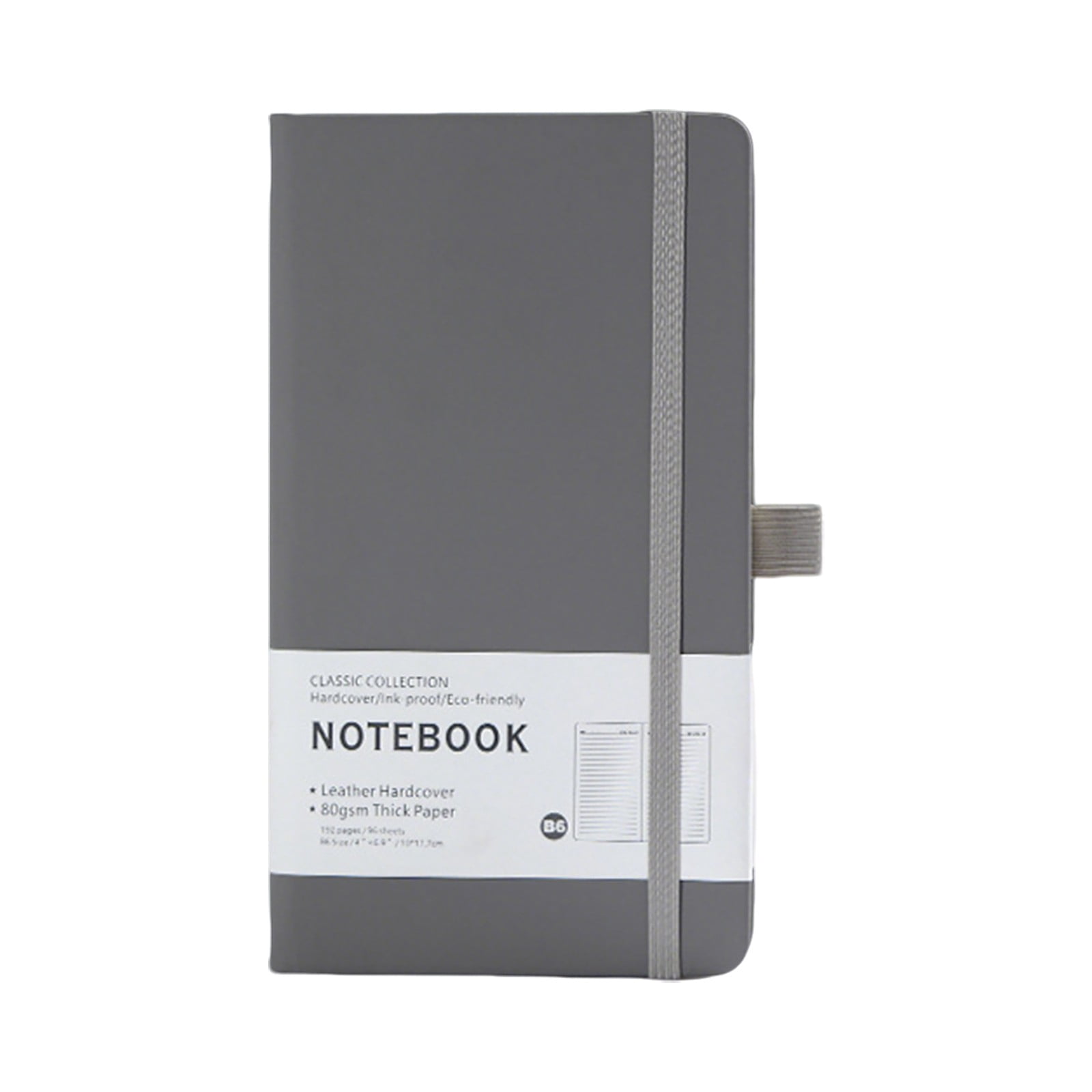 B6 Hardcover Lined Notebook, PU Leather Elastic Band Closure Journal ...