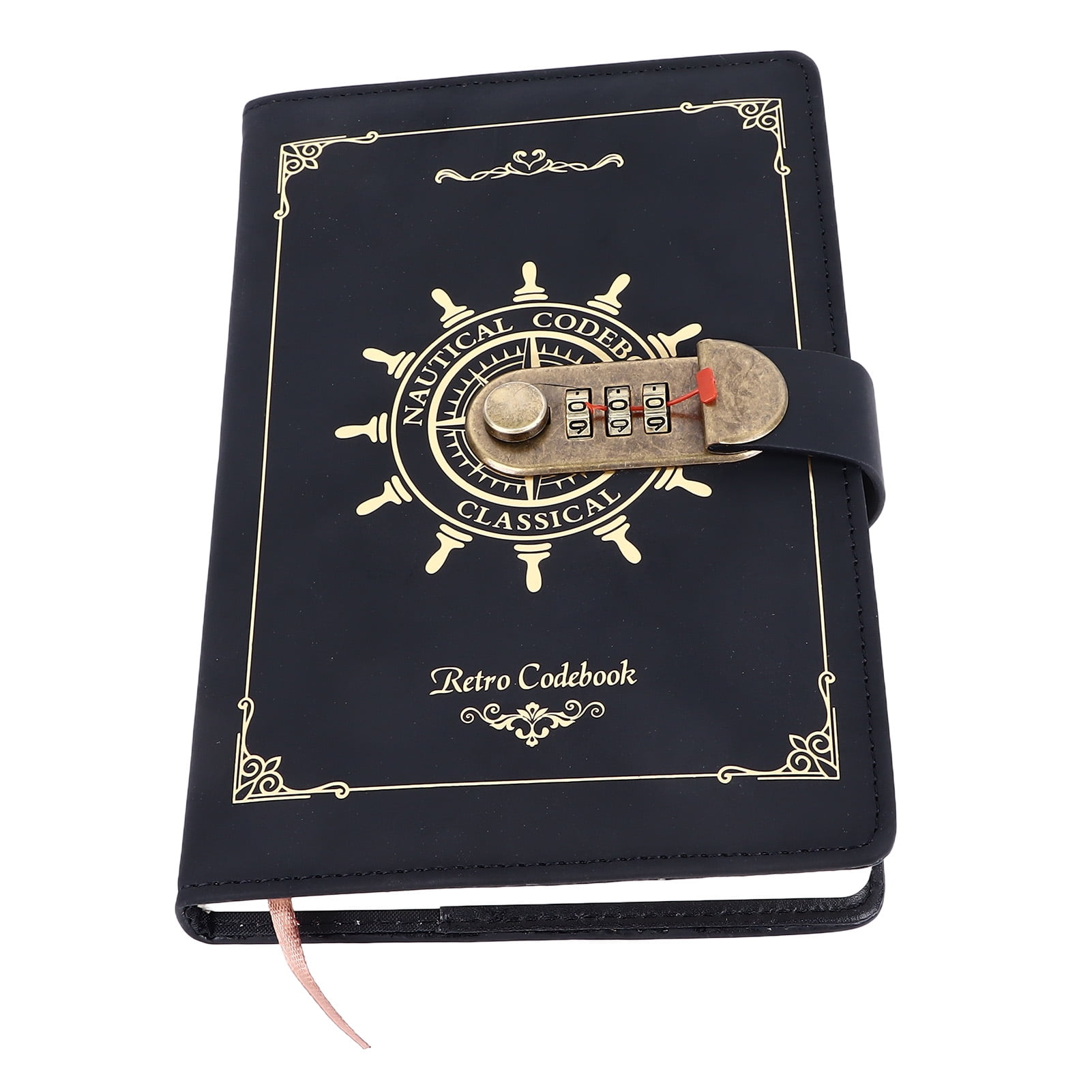 B6 Notebook Combination Lock Black Gold Retro 240 Pages Smoothing Ruled ...