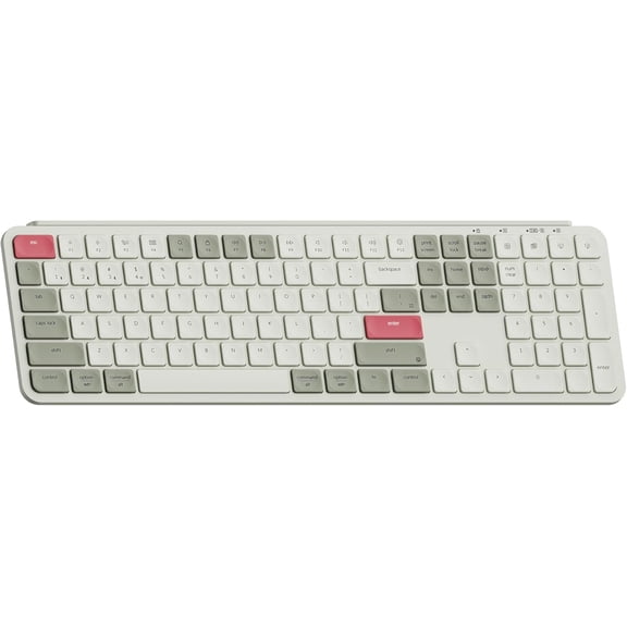 B6 Pro Ultra-Thin Wireless Keyboard, Full-Size ZMK with Numeric Keypad Quiet Typing, 2.4 GHz/Bluetooth 5.2/Wired Connection Long Battery Life, Compatible Mac Windows Linux - Retro Red