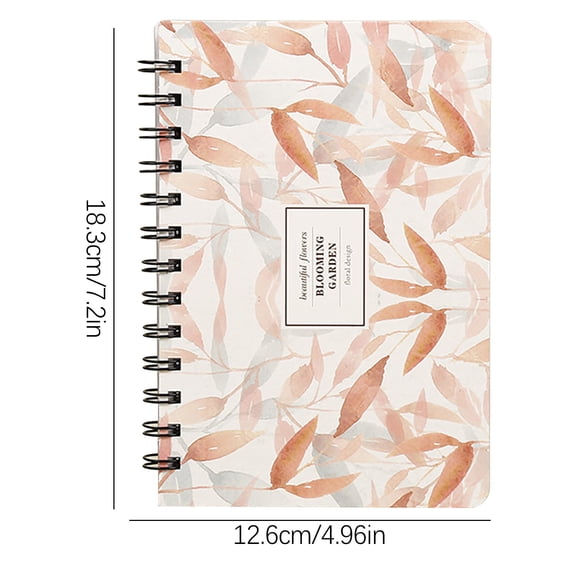 B6 Spiral Notebook, 7.32×5.04in Hardcover Journal with Colorful Leaf Print, No-Bleed Thick Paper, Loose-Leaf Style Notepad for Daily Planning, Office & Personal Use