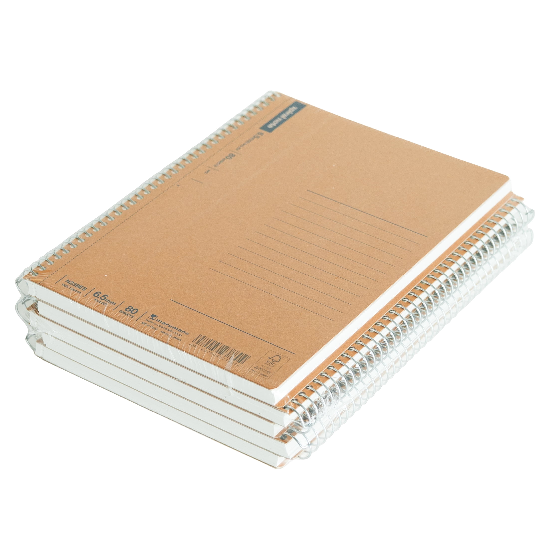B6 Spiral Note BASIC lined 80 Sheets 5 Pack