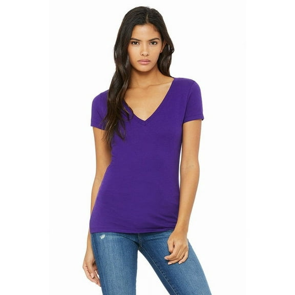 B6035 Bella Ladies' Jersey Short-Sleeve Deep V-Neck T-Shirt Team Purple S