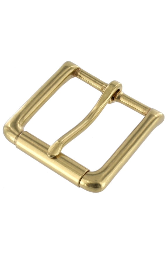 B6231 Natural Brass, Roller Heel Bar Buckle, Solid Brass-LL