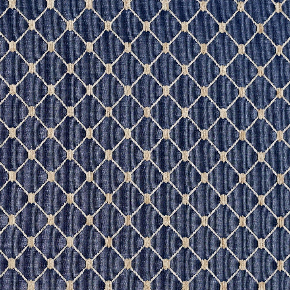 B645 Navy Blue Jacquard Woven Upholstery Fabric By The Yard