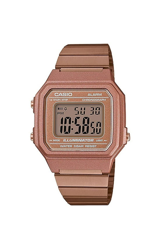 B650WC-5ADF Retro Digital Square Watch - Rose Gold