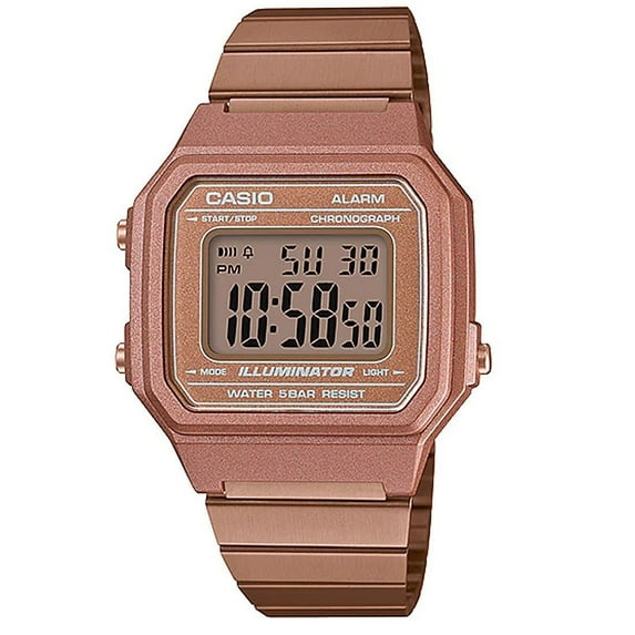 B650WC-5ADF Retro Digital Square Watch - Rose Gold