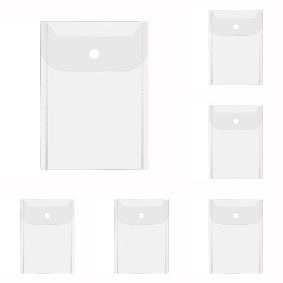 B7 Clear File Envelopes 5 Pack with Snap Closure, Waterproof Plastic Document Pouches, Transparent File Organizer for Receipts, Photos, Cards, Coupons, Home Office Storage