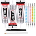 thumbnail image 1 of B7000 Adhesive Rhinestones Glue for Crafts, 3PCS 110ml / 3.7 fl oz B7000 Clear Glue with 5 Dotting Pen Tool, Wax Pencil and Tweezer, Jewelry Glue for DIY Craft Makeup Shoes Jewelry Making Nail Art, 1 of 9