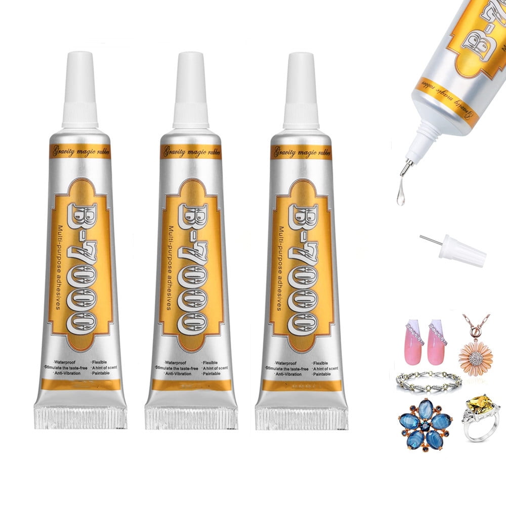 B7000 Fabric Glue with Precision Tips, 3Pcs 25ml Upgrade Industrial  Strength Adhesive B-7000 Glue Clear for Jewelry Crafts DIY, Metal, Stone