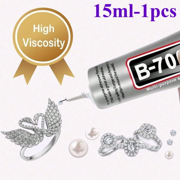 B7000 Rhinestones Glue for Crafts, 15/50ML Glue of Diamond Jewelry 3.7fl.oz Clear B-7000 Super Jewelry Glue Transparent Industrial Adhesive for Fabric Phone Repair Jewelery Making Crystal Gem