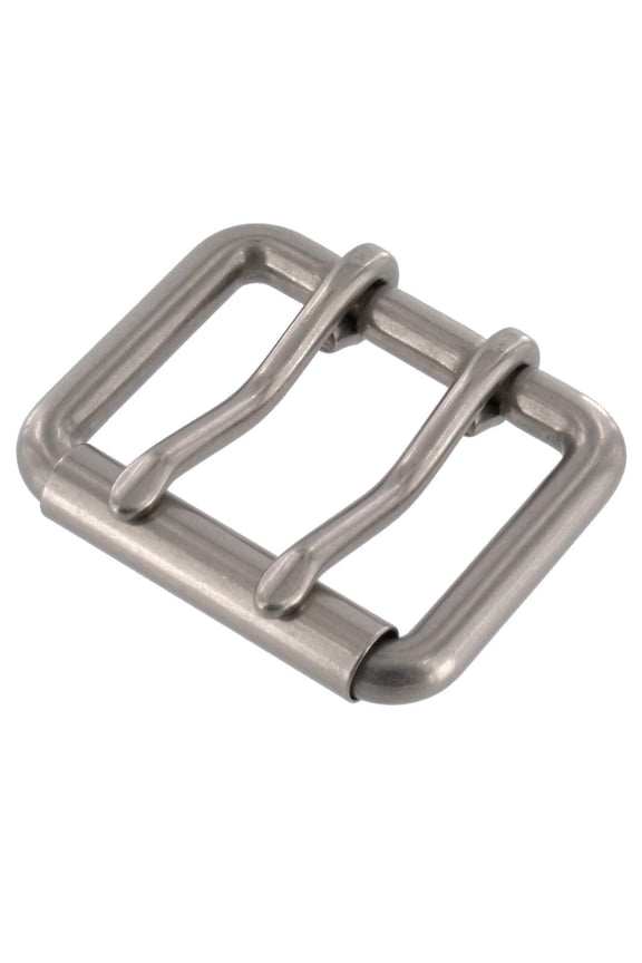 B7348 Nickel Matte, Double Prong Roller Buckle, Solid Brass-LL