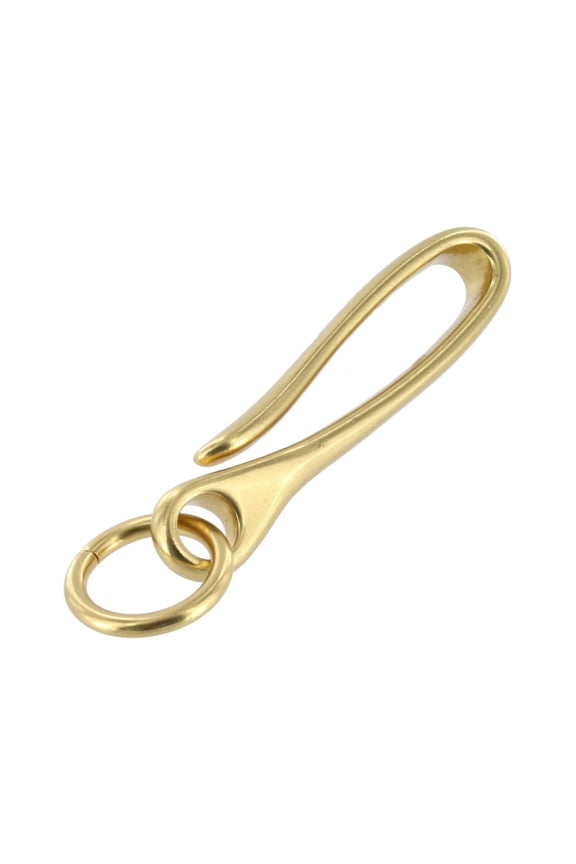 B7498 Natural Brass, Fish Hook Key Chain, Solid Brass-LL