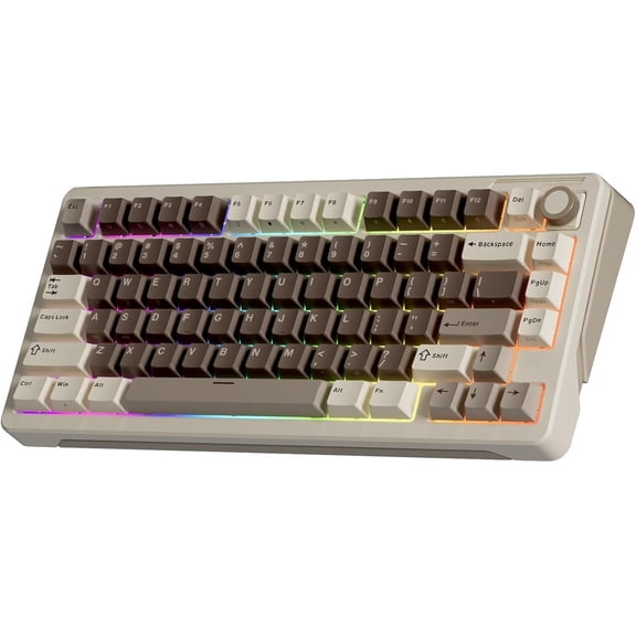 B75  Mechanical Keyboard, 75% Percent Gaming Keyboard w//2.4GHz/USB Wired, Creamy Hot Swappable Keyboards with Knob, Gasket Mounted PBT keycaps, Pre-Lubed Linear Switches