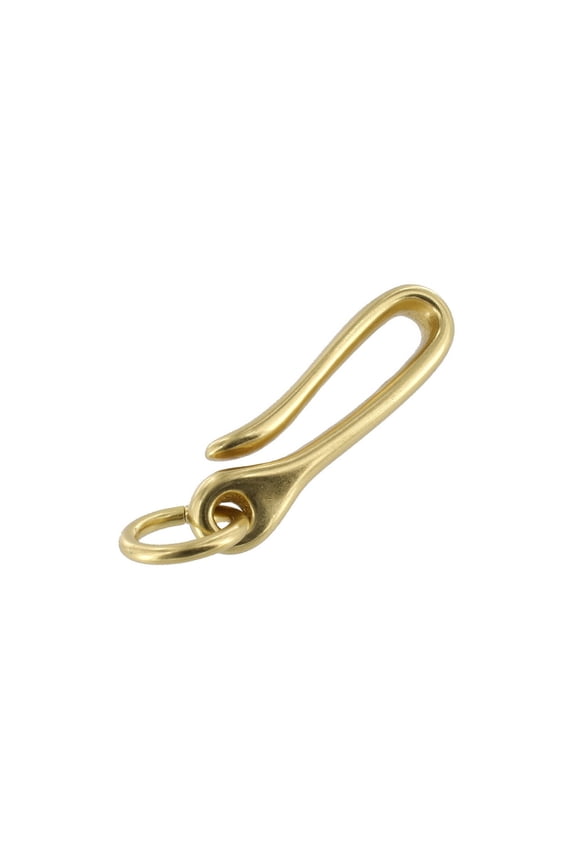B8367 Natural Brass, Small Fish Hook Key Chain, Solid Brass-LL