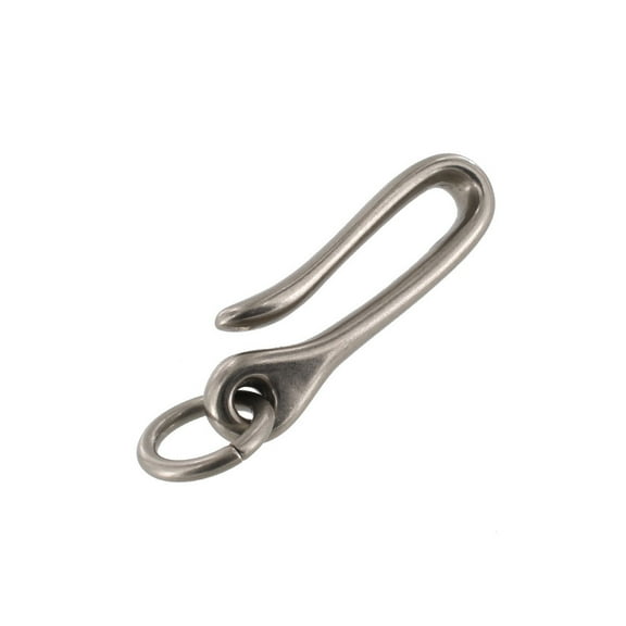 B8367 Nickel Matte, Small Fish Hook Key Chain, Solid Brass-LL