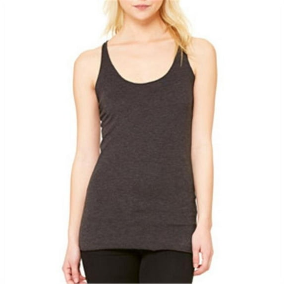 B8430 Canvas Ladies Triblend Racerback Tank - Charcoal Black TriBlend, Extra Large