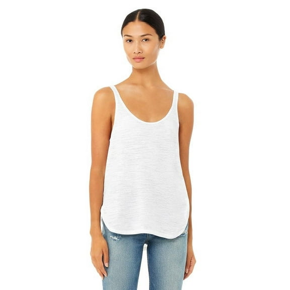 B8802 Bella Canvas Ladies Flowy Side Slit Tank Solid White Slub XL