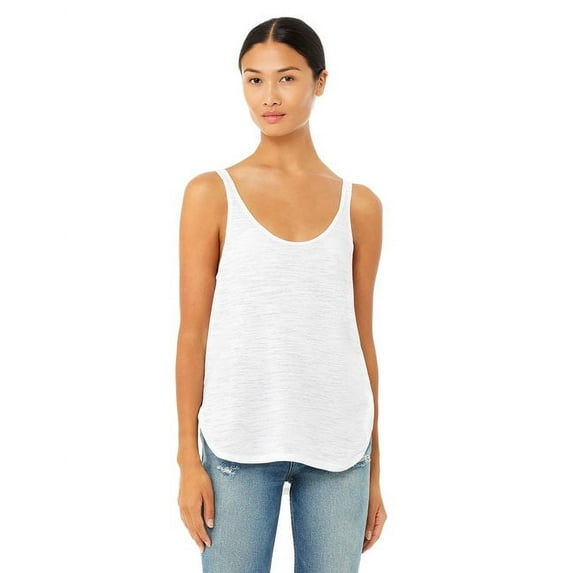 B8802 Bella Canvas Ladies Flowy Side Slit Tank Solid White Slub XL
