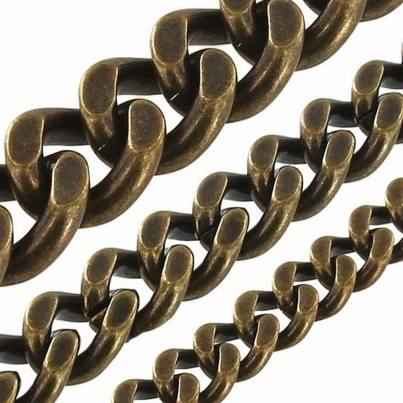 B8840 Antique Brass, Two-Side Flat Chain, Solid Brass-LL (36" length)