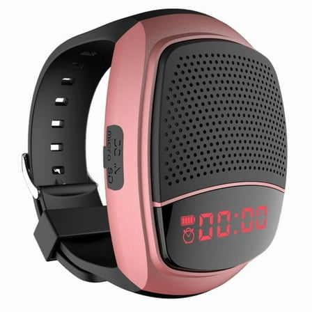 B90 Wrist Watch Bluetooth Speaker with FM Radio Portable Outdoor Sports Running Wearable Mini Speaker Rose Gold