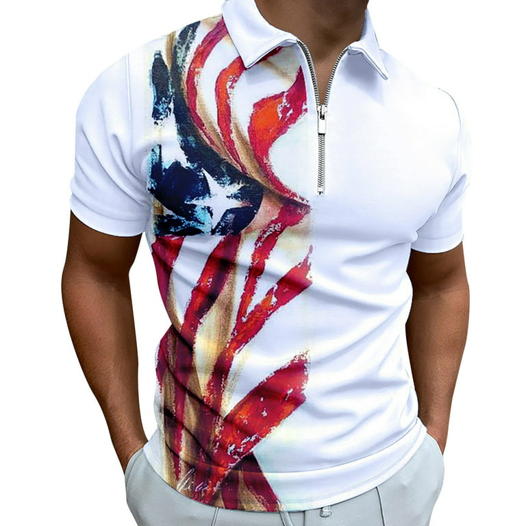 B91Xz Mens Shirts Men's American Flag Patriotic Shirt for Men 4 of July  Muscle Turn Down Collar Shirts Slim Fit Short Sleeve White,Size S 