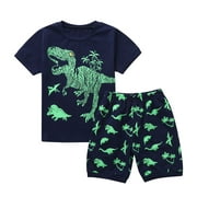 B91xZ Baby Boy Outfit Boys Pants Tops Set Print Kids Sleepwear Baby Shorts Dinosaur Toddler Pajamas 1st Birthday Outfit Boy Navy,Sizes 6-7 Years