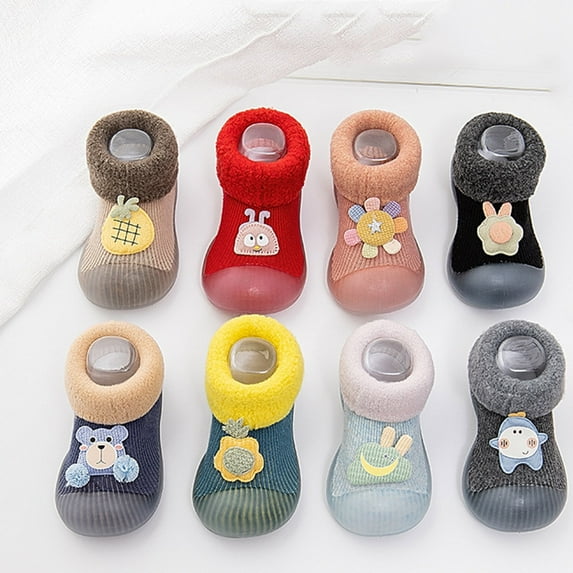 B91xZ Baby Boy Sock Shoes Cartoon Warm House Slippers for Lined Winter Indoor Shoes (BU2, 5 )