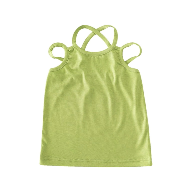 B91xZ Toddler Girl Solid Shirt Summer Top For Girls Cotton Blend Kids  Underwear Girls Camisole Children Undershirt Baby Size 18-24 Months