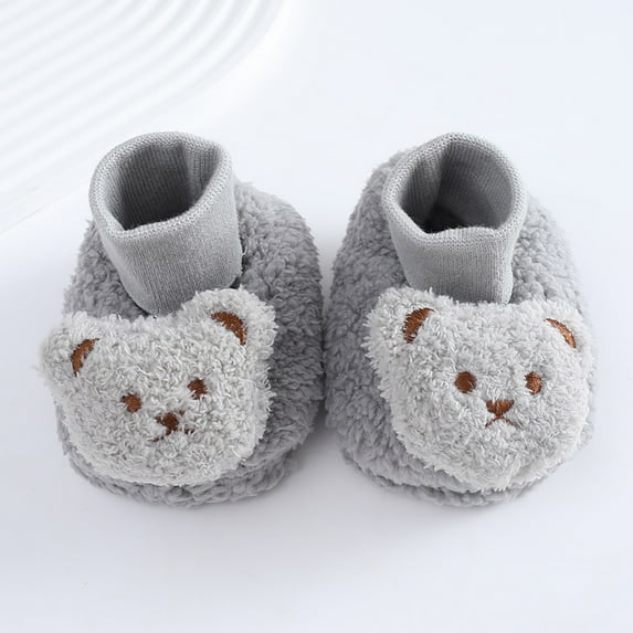 B91xZ Baby Girls Boys Slippers Shoes Soft Comfortable Shoes Toddler Warming Shoes (Beige, 5.5 Toddler)