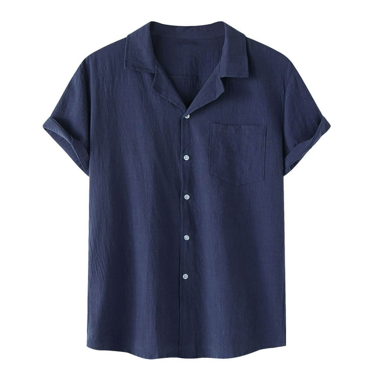 B91xZ Big And Tall Shirts for Men Male Casual Cotton Linen Shirt