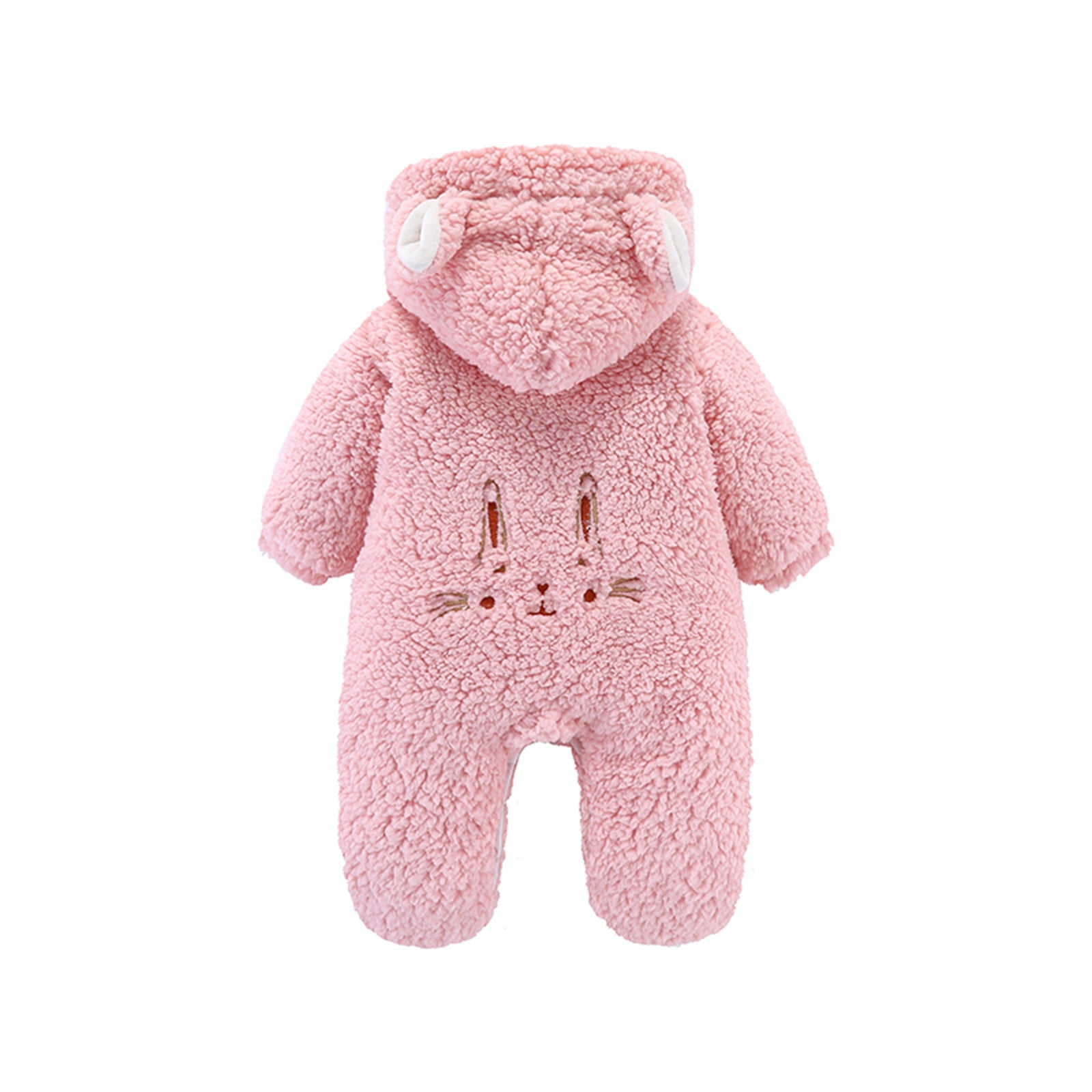 B91xZ Big Girls Winter Coats Girls Toddler Hooded Baby Romper Buttons Fuzzy Boys Girls Coat jacket Brown 9 12 Months Walmart