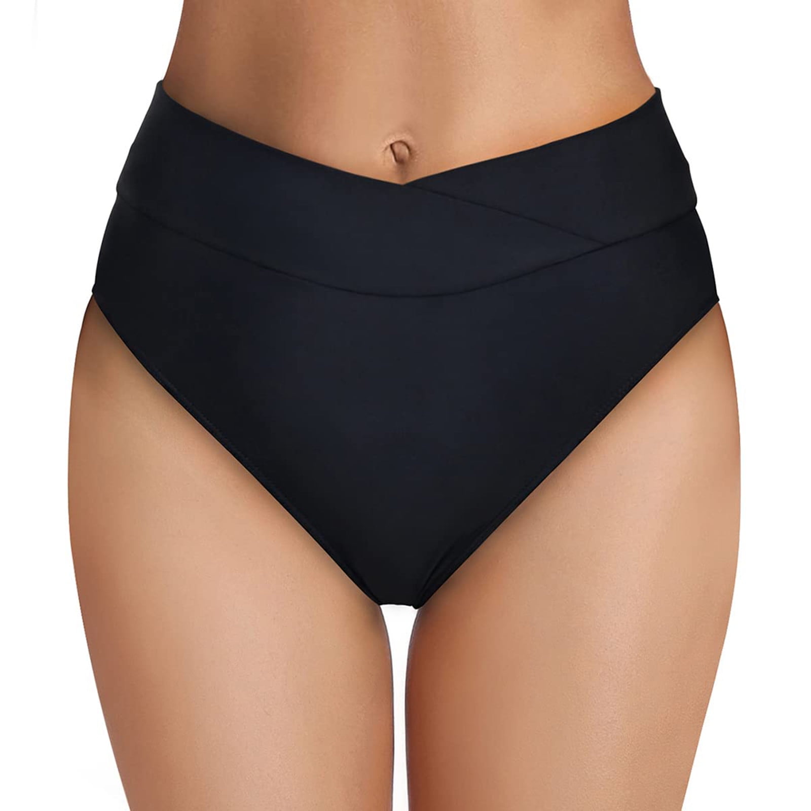B91xZ Bikini Bottoms for Women High Waisted Bikini Bottoms High Cut Swim  Bottom Full Coverage Swimsuit Bottom Sports Black,L 