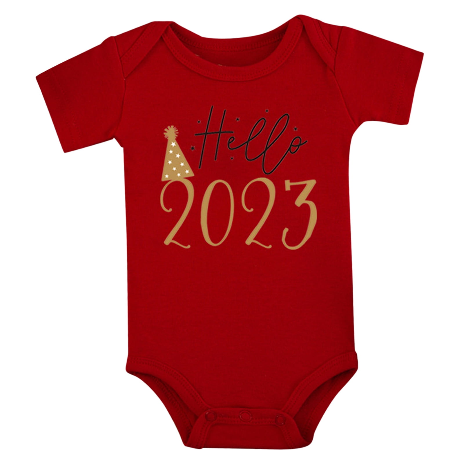 B91xZ Bodysuits Boys My First New Year Clothes Baby Boy Girl New Year Outfits Red Letter Print