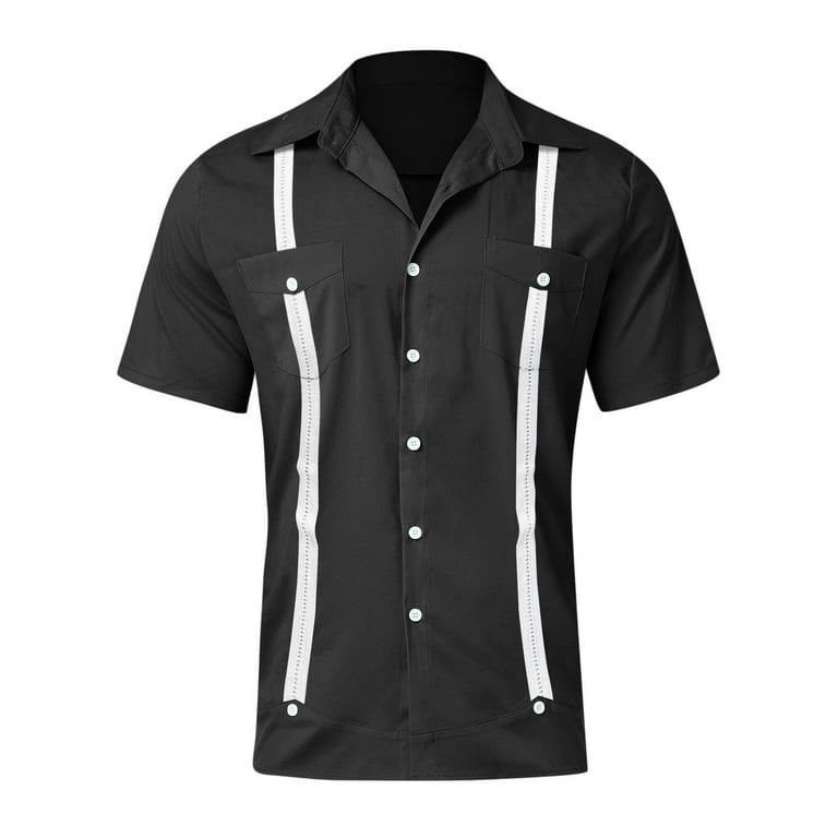 B91xZ Shirts For Men Mens Button Short Sleeve Color T Shirt