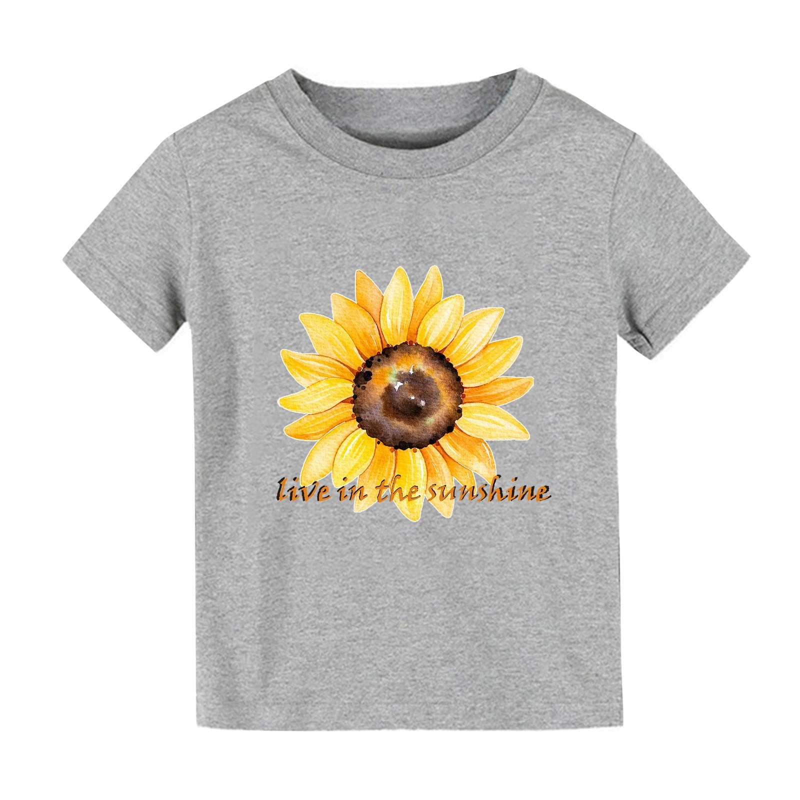 B91xZ Toddler Tees Girl Boys And Girls Tops Short Sleeved T Shirts  Sunflower Cartoon Print LIVE IN THE SUNSHINE for Boys And,Sizes 12-18  Months 