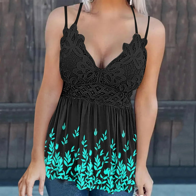 B91xZ Cropped Tank Tops For Women Summer Top For Women Lace Deep V