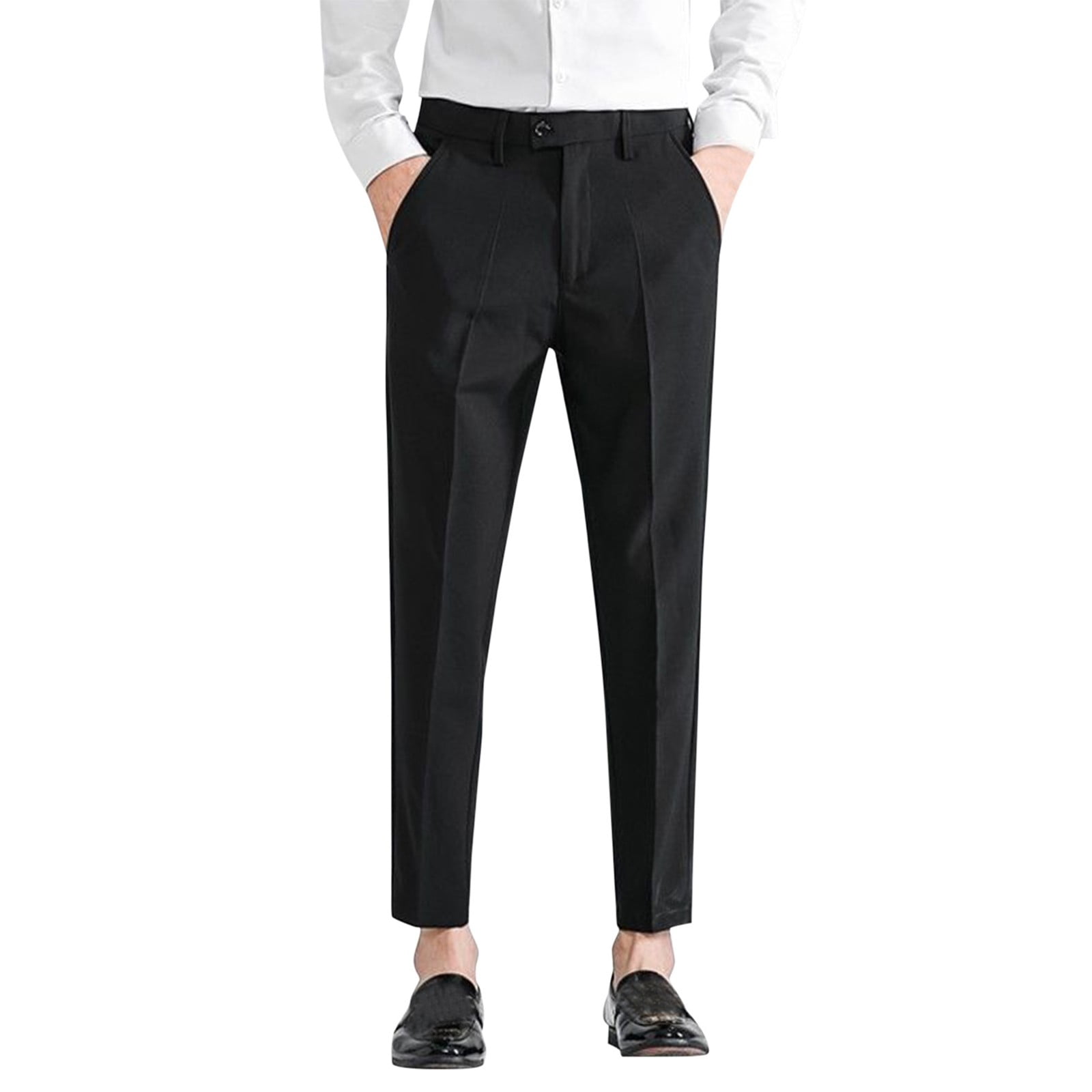 B91xZ Mens Work Pants Solid Trousers Pants Suit Ankle-Length