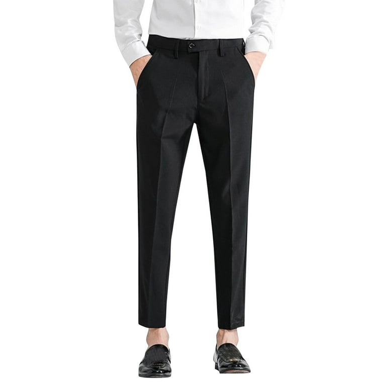 B91xZ Mens Work Pants Solid Trousers Pants Suit Ankle-Length Zipper Casual  Pocket Pleated Men's Pants Men's pants Black,Size 8XL 